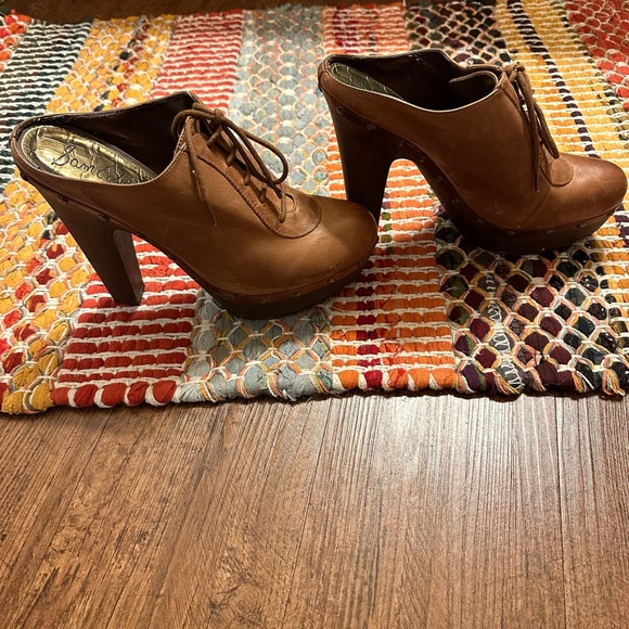 Sam Edelman Brown Leather lace up heeled slip-on clog USA size 10, gently used - Picture 6 of 6